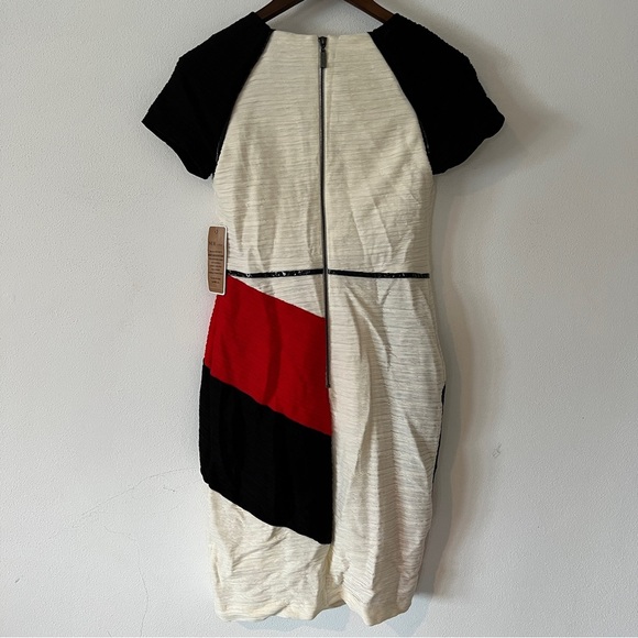 Nue By Shani Color Block Short Sleeve Crepe Heavy Dress - Picture 8 of 8